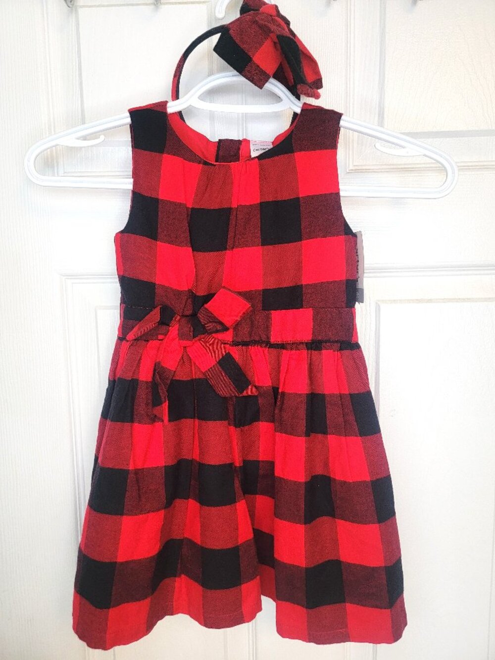 ⚡BOGO⚡ Carter's Toddler Girls Red & Black Buffalo Plaid Dress 3T with Headband